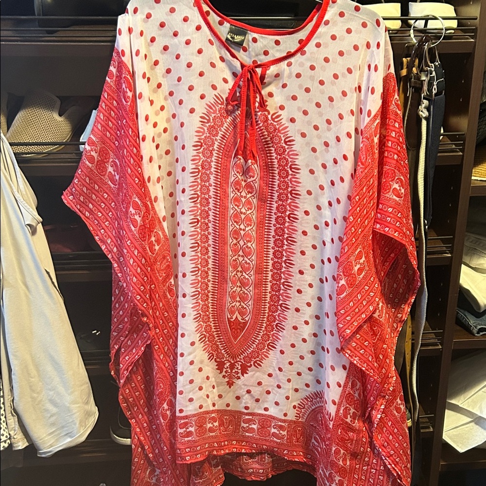 Red and White Women's Kaftan